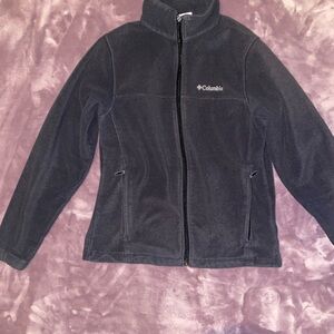Columbia Black Fleece Jacket Full-Zip Stand-Up Collar